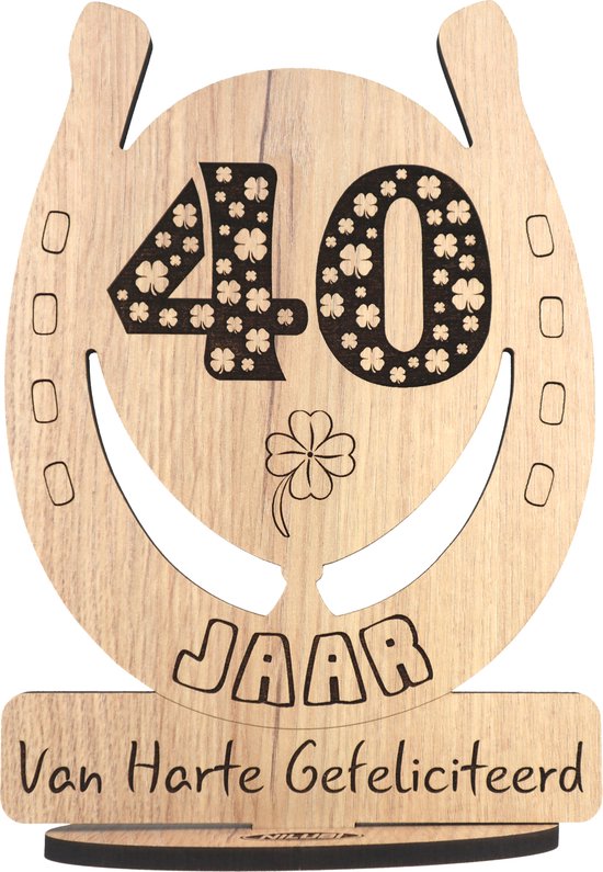 40 jaar - houten verjaardagskaart - wenskaart om iemand te feliciteren -  kaart... | bol.com