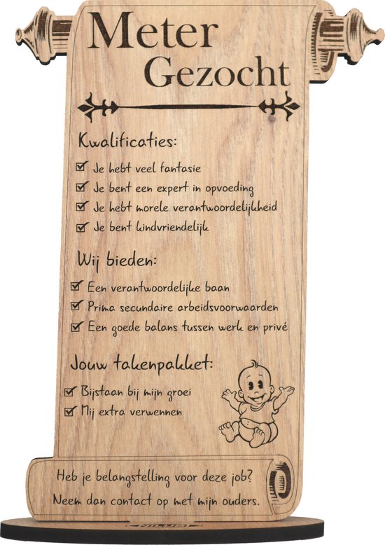 de sneeuw Gepensioneerd Executie Perkament Meter gezocht - houten wenskaart - kaart van hout - wil jij mijn  meter zijn?... | bol.com