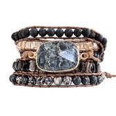Marama - bracelet wrap Black Stones - vegan - tourmaline gemme