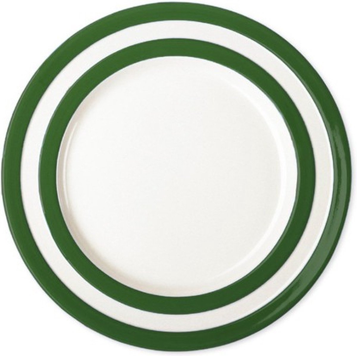Cornishware Adder Green Breakfast Plate - ontbijtbord 23 cm - donkergroene strepen - handbeschilderd