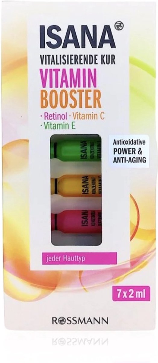 ISANA Vitamine booster 7 x 2 ml - Retinol - Vitamine C - Vitamine E - Anti-aging - Geschikt voor elke huid type - Gezichtsverzorging - Huidverzorging - Skin-care - pH-Neutraal - Dermatologisch getest