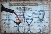 DW4Trading Vintage Metalen Wandbord Wijn - Wand Decoratie - 20x30 cm