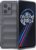 Mobigear Hoesje geschikt voor Realme 9 Pro Plus Telefoonhoesje Flexibel TPU | Mobigear Bumpy Backcover | 9 Pro Plus Case | Back Cover - Charcoal