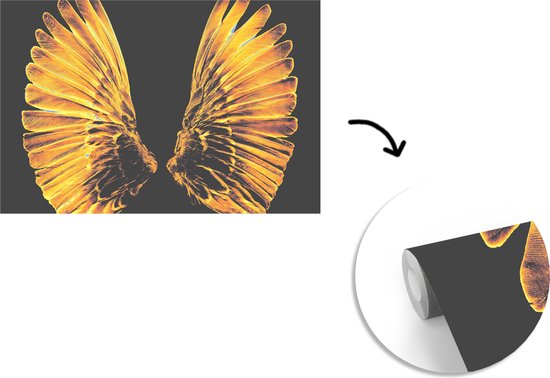 Papier peint - Papiers Papier peint photo Ailes dorées sur fond noir - Largeur 450 cm x Hauteur 300 cm