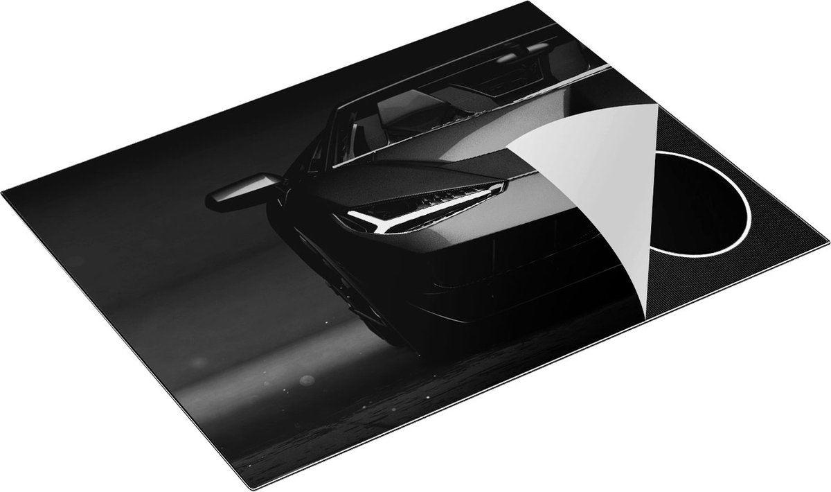 Chefcare Inductie Beschermer Zwarte Sportwagen Auto - Zwart Wit - 77x59 cm - Afdekplaat Inductie - Kookplaat Beschermer - Inductie Mat