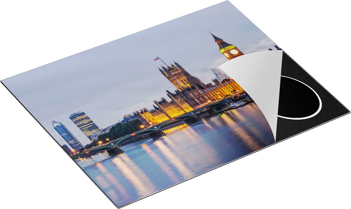 Chefcare Inductie Beschermer London Big Ben en Westminster Brug - 65x55 cm - Afdekplaat Inductie - Kookplaat Beschermer - Inductie Mat