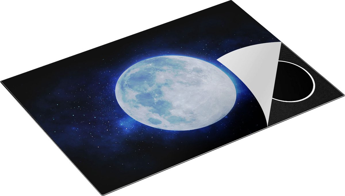 Chefcare Inductie Beschermer Volle Maan in de Ruimte - 77x51 cm - Afdekplaat Inductie - Kookplaat Beschermer - Inductie Mat