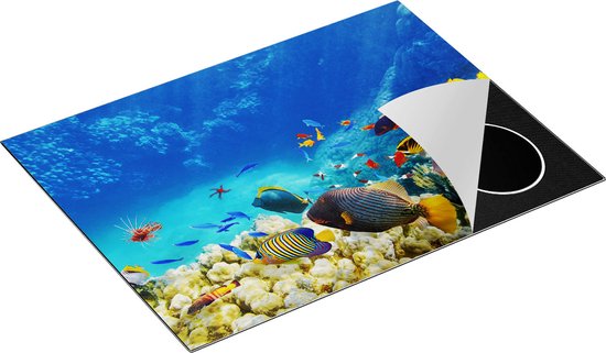 Chefcare Inductie Beschermer Vissen in de Oceaan met Koralen - 70x52 cm - Afdekplaat Inductie - Kookplaat Beschermer - Inductie Mat