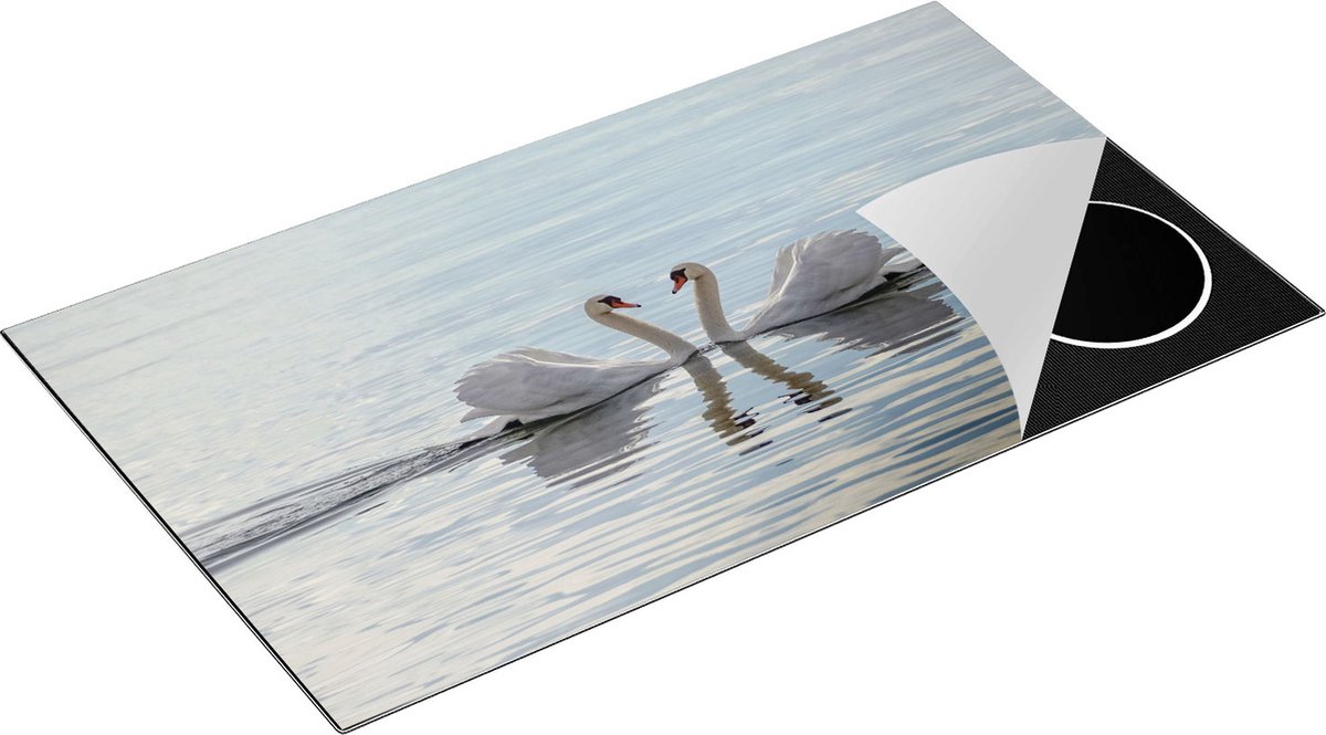 Chefcare Inductie Beschermer Zwanen Koppel op het Water - 90x52 cm - Afdekplaat Inductie - Kookplaat Beschermer - Inductie Mat