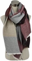 Sjaal-omslagdoek geribbeld-blokprint herfst-winter 210/70cm bordeaux