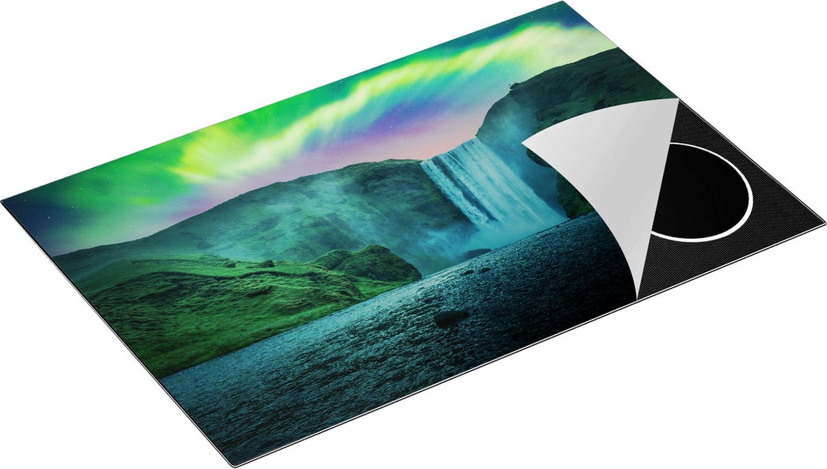 Chefcare Inductie Beschermer Waterval met het Groene Noorderlicht - 80x55 cm - Afdekplaat Inductie - Kookplaat Beschermer - Inductie Mat