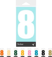 Container Sticker Huisnummer - Cijfer 8 Cijfersticker - Kliko Sticker - Deursticker - Weerbestendig - 10 x 5,5 cm - Wit
