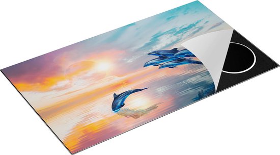 Chefcare Inductie Beschermer Groep Dolfijnen Springen uit het Water - 91,6x52,7 cm - Afdekplaat Inductie - Kookplaat Beschermer - Inductie Mat