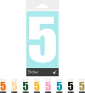 Container Sticker Huisnummer - Cijfer 5 Cijfersticker - Kliko Sticker - Deursticker - Weerbestendig - 10 x 6 cm - Wit