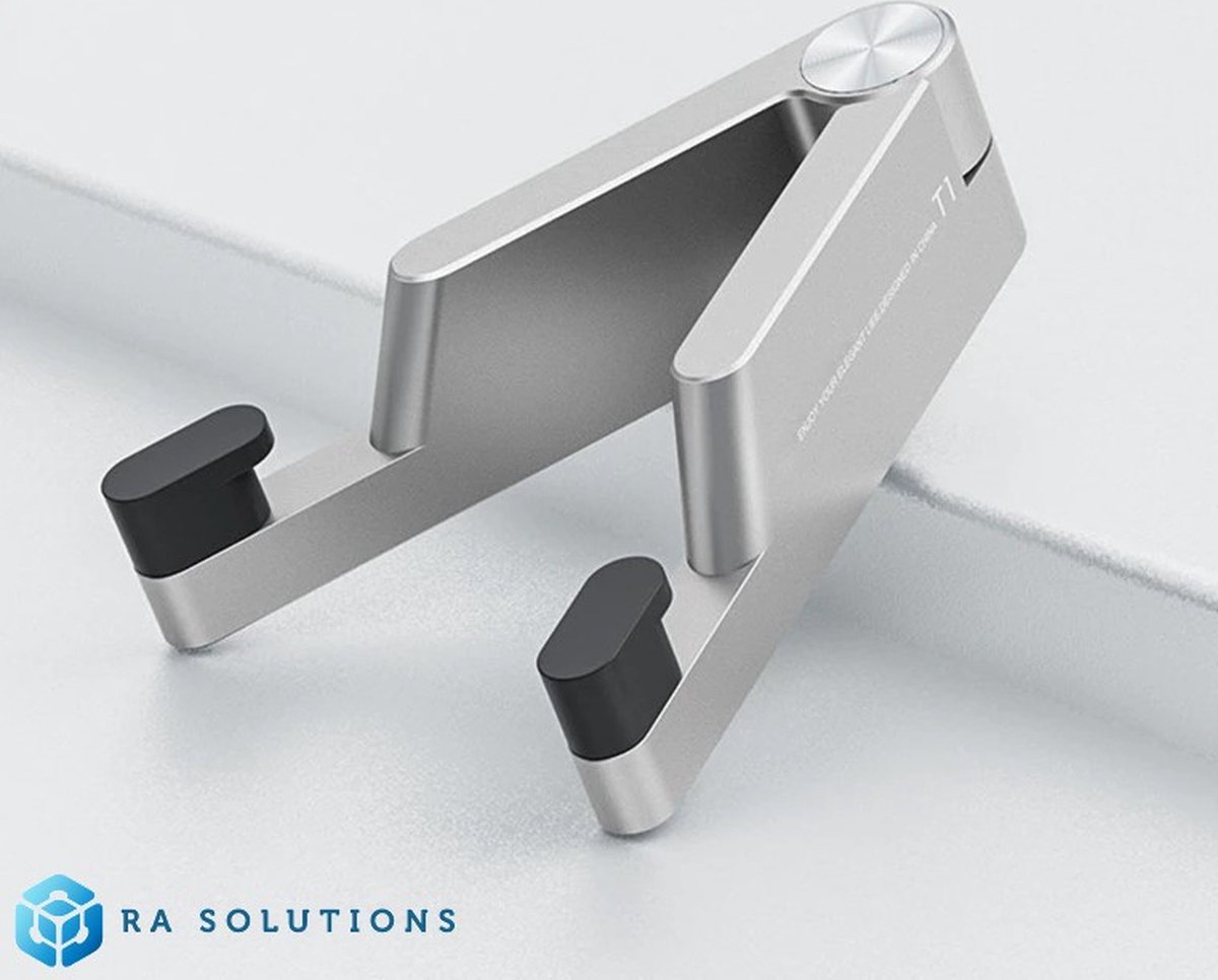 RA Solutions - Telefoniehouder - Voor telefoon en tablet - Opvouwbaar - Universeel - Aluminium - Zilver