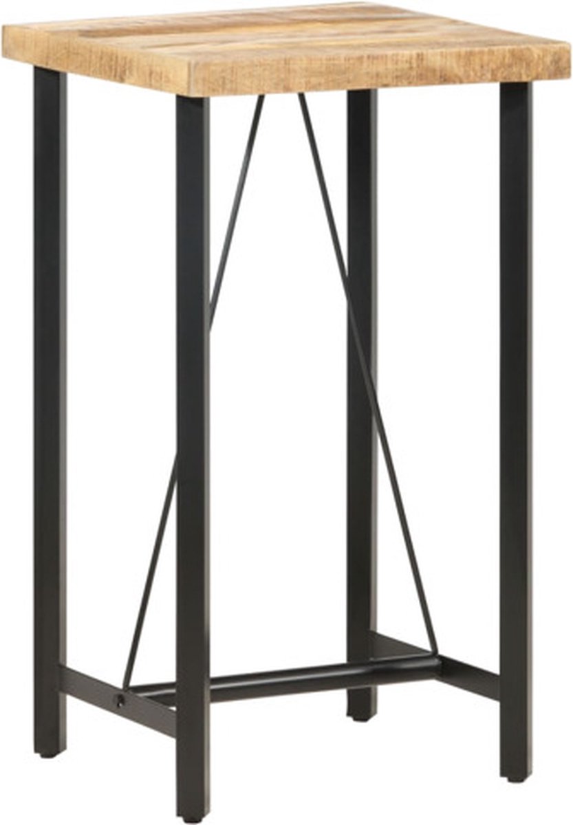 vidaXL Bartafel - 60x60x107 - cm - ruw - mangohout bruin en zwart