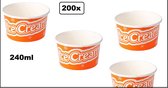 200x IJsbeker IceCream 240ml oranje karton - schepijs softijs ijsje zomer beker ijs warm weer fun