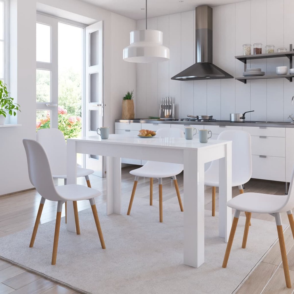 Medina Eettafel 120x60x76 cm spaanplaat hoogglans wit