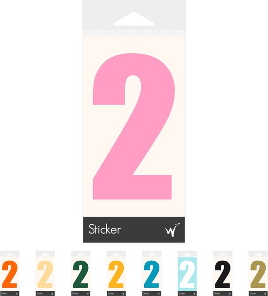 Container Sticker Huisnummer - Cijfer 2 Cijfersticker - Kliko Sticker - Deursticker - Weerbestendig - 10 x 5,5 cm - Roze