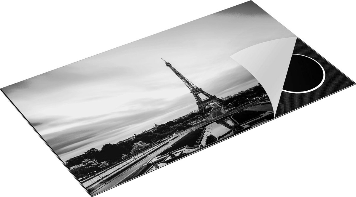 Chefcare Inductie Beschermer Eiffeltoren in Parijs met Kleurrijke Hemel - Zwart Wit - 90x50 cm - Afdekplaat Inductie - Kookplaat Beschermer - Inductie Mat