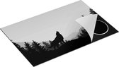Chefcare Inductie Beschermer Silhouet van een Wolf in het Bos - Abstract - Zwart Wit - 80x52 cm - Afdekplaat Inductie - Kookplaat Beschermer - Inductie Mat