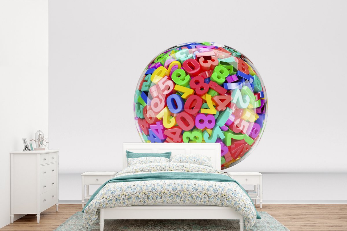 Behang - Fotobehang Doorzichtige bal met cijfers - Breedte 450 cm x hoogte 300 cm