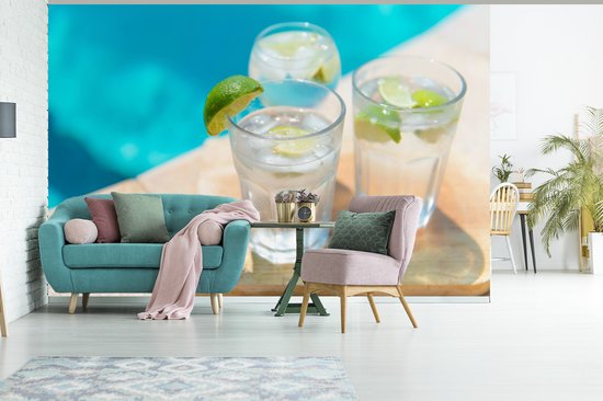 Papier peint photo vinyle - Image colorée et vivante de deux Gin Tonic froids largeur 600 cm x hauteur 400 cm - Tirage photo sur papier peint (disponible en 7 tailles)