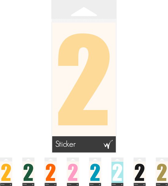 Container Sticker Huisnummer - Cijfer 2 Cijfersticker - Kliko Sticker - Deursticker - Weerbestendig - 10 x 5,5 cm - Crème