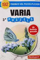 Denksport Varia puzzels 3 sterren - Denksport puzzelboek voor volwassenen 192 pagina's - Kruiswoord Doorloper Zweeds Woordzoeker Sudoku - blauwe vlinder