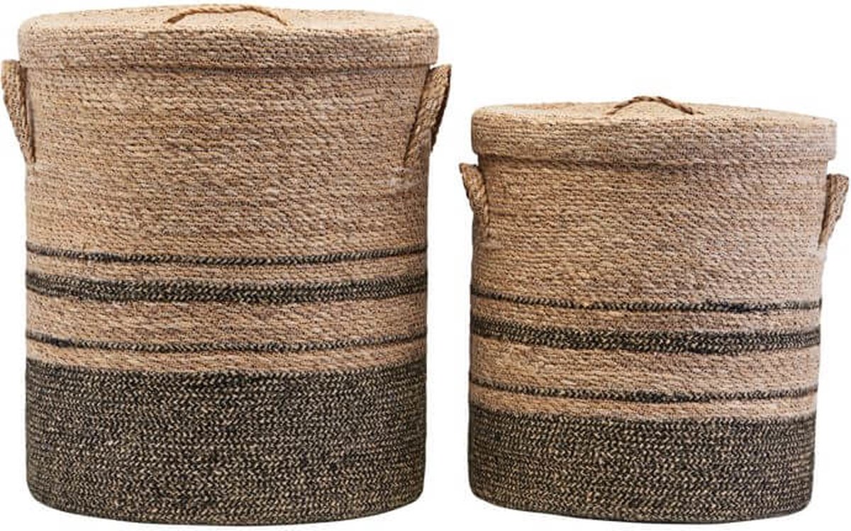 Laundry manden met deksel 50cm - set van 2