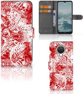 GSM Hoesje Nokia G10 | G20 Book Style Case Angel Skull Red