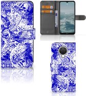 Book Style Case Nokia G10 | G20 Smartphone Hoesje Angel Skull Blue