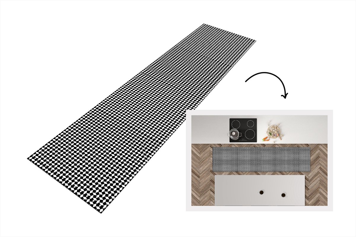 KitchenYeah Keukenloper - Loper keuken - Design - Geometrie - Patroon - 200x50 cm - Keukenloper vinyl Multicolor
