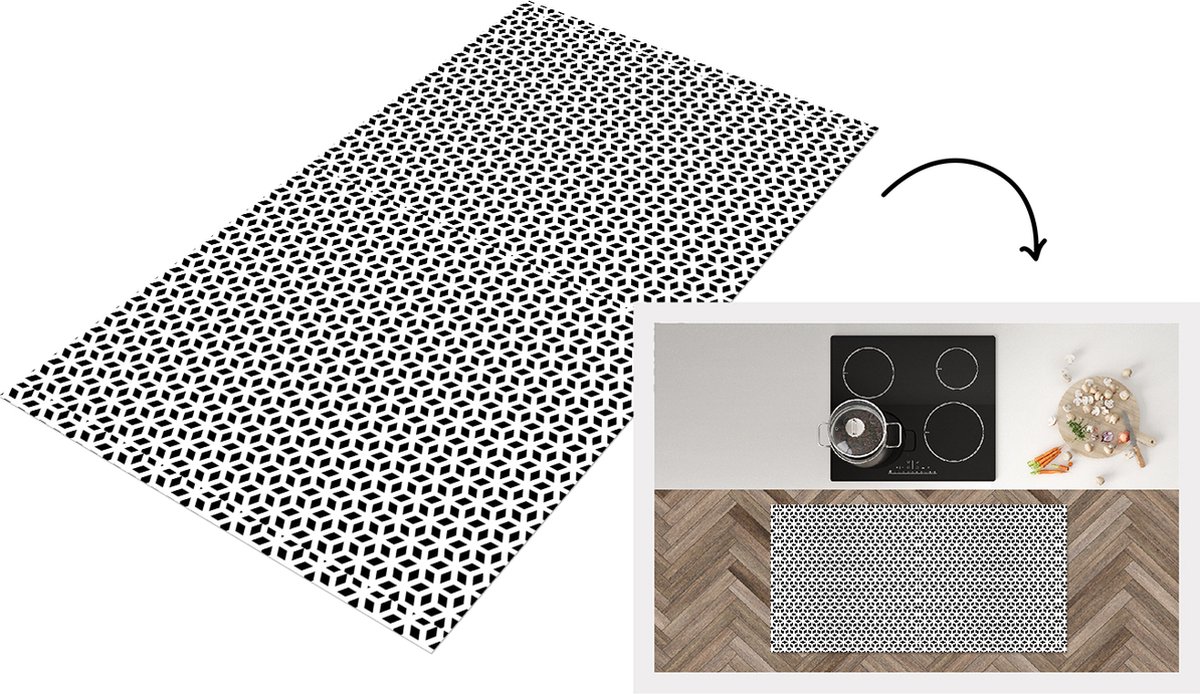 KitchenYeah Keukenloper - Loper keuken - Geometrie - Lijn - Abstract - Patroon - 120x60 cm - Keukenloper vinyl Multicolor