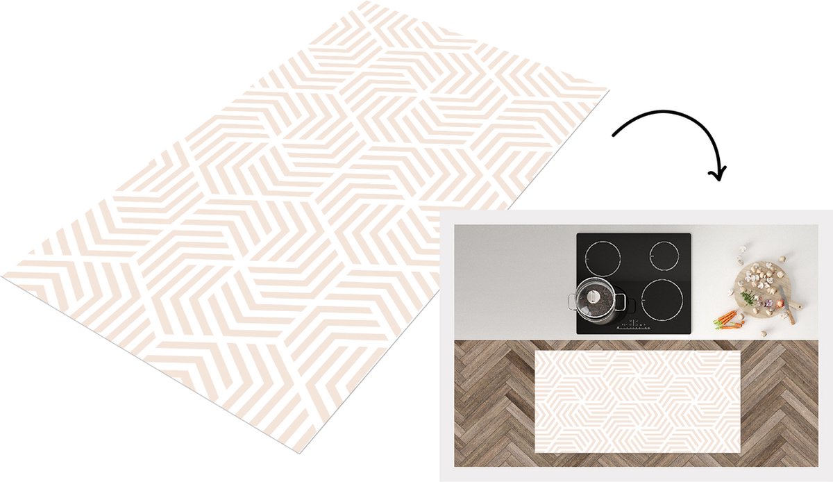 KitchenYeah Keukenloper - Loper keuken - Patroon - Geometrie - Design - Pastel - 120x60 cm - Keukenloper vinyl Multicolor