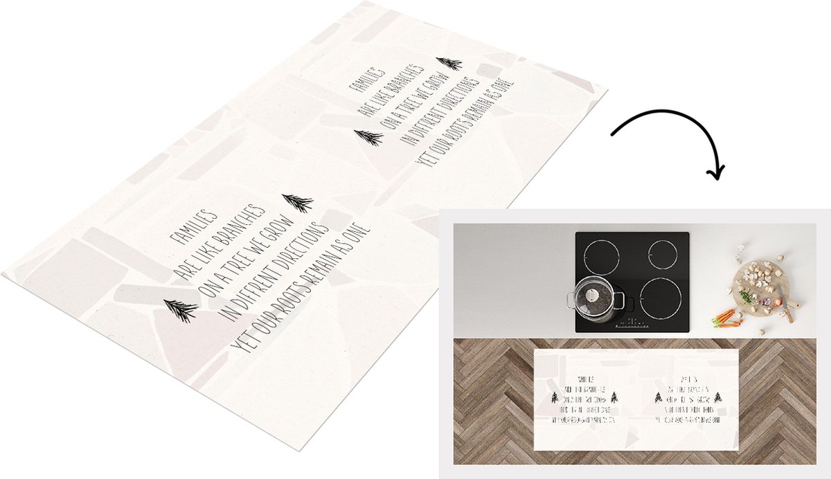 KitchenYeah Keukenloper - Loper keuken - Quotes - Spreuken - Familie - Families are like branches on a tree - 120x60 cm - Keukenloper vinyl Multicolor