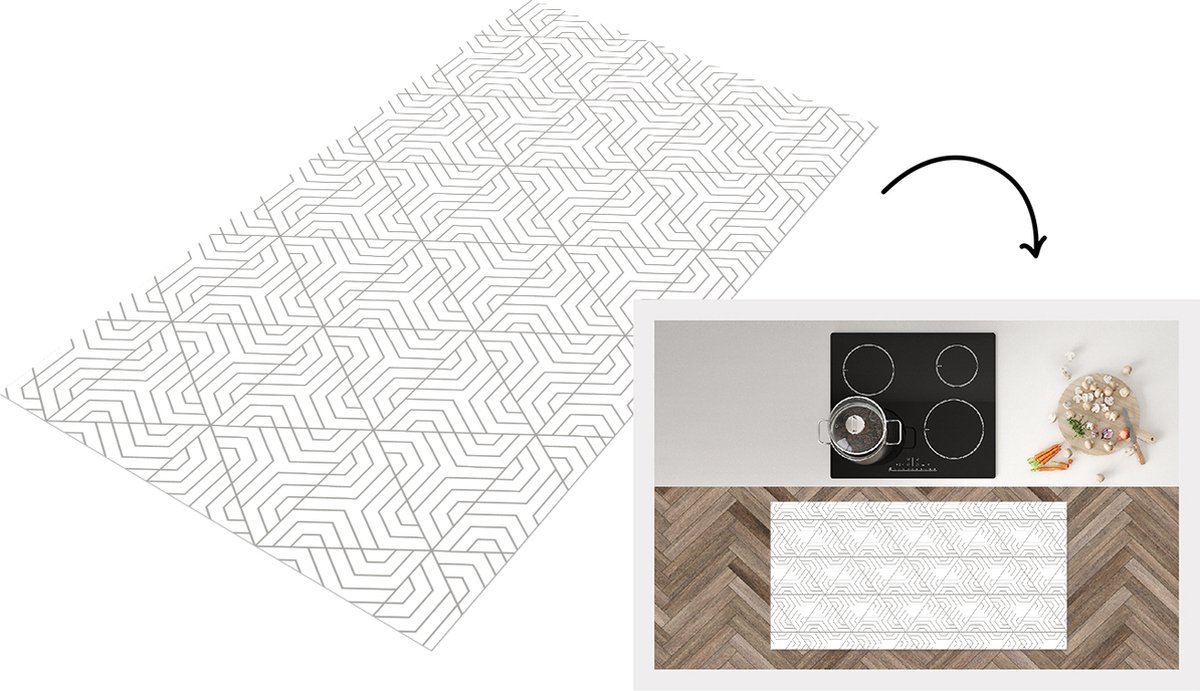 KitchenYeah Keukenloper - Loper keuken - Abstract - Patronen - Design - Driehoek - 120x60 cm - Keukenloper vinyl Multicolor