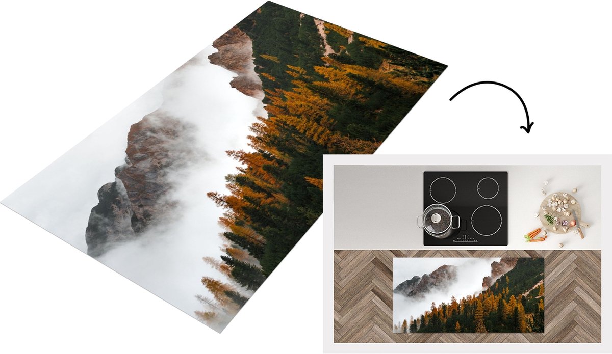 Keukenloper - Loper keuken - Dennenboom - Herfst - Berg - landschap - 120x60 cm - Keukenlo