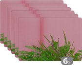 Placemat - Plant - Zomer - Roze - 45x30 cm - 6 stuks - Hittebestendig - Anti-Slip - Onderlegger - Afneembaar