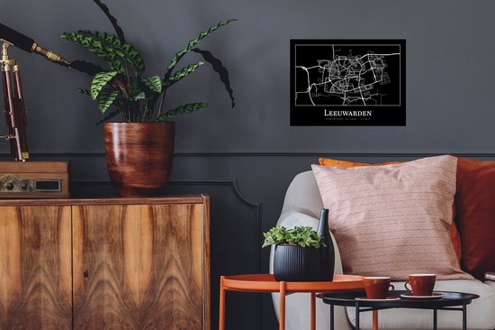 Stickers muraux - Plan de la ville - Leeuwarden - Carte - Carte - 40x30 cm - Feuille adhésive