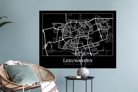 Stickers muraux - Plan de la ville - Leeuwarden - Carte - Carte - 80x60 cm - Feuille adhésive