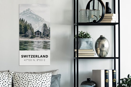 Tableau sur toile Suisse - Berg - Chalet - 40x80 cm - Décoration murale