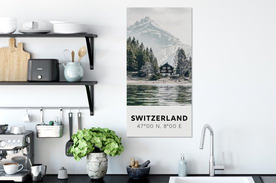 Tableau sur toile Suisse - Berg - Chalet - 40x80 cm - Décoration murale