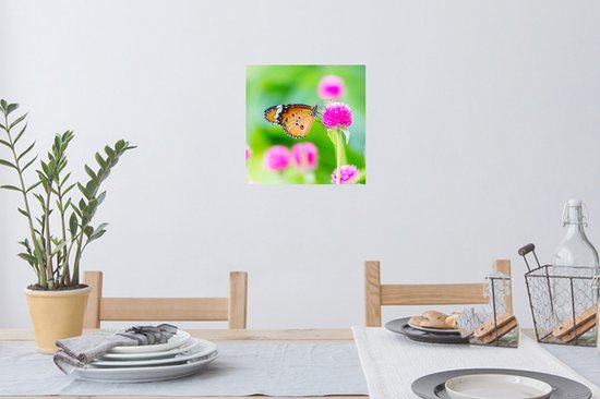Muurstickers - Sticker Folie - Landelijk - Vlinder - Distel - Bloem - 30x30 cm - Plakfolie - Muurstickers Kinderkamer - Zelfklevend Behang - Zelfklevend behangpapier - Stickerfolie