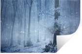 Muurstickers - Sticker Folie - Bos - Winter - Sneeuw - 60x40 cm - Plakfolie - Muurstickers Kinderkamer - Zelfklevend Behang - Zelfklevend behangpapier - Stickerfolie