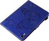 Luxe Bescherm-Etui Map geschikt voor iPad Mini 6 - "Vlinder" Blauw. - A2567 - A2668
