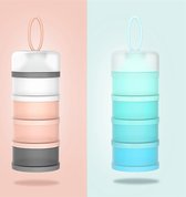 Melkpoeder doseerdoosje - BPA vrij - 4 lagen -Melkpoeder toren - Babypoeder bewaarbakje - Reisbox - Dispenser - Poedertoren - ORANJE/ROZE