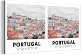 Wanddecoratie Metaal - Aluminium Schilderij Industrieel - Portugal - Lissabon - Uitzicht - 160x80 cm - Dibond - Foto op aluminium - Industriële muurdecoratie - Voor de woonkamer/slaapkamer