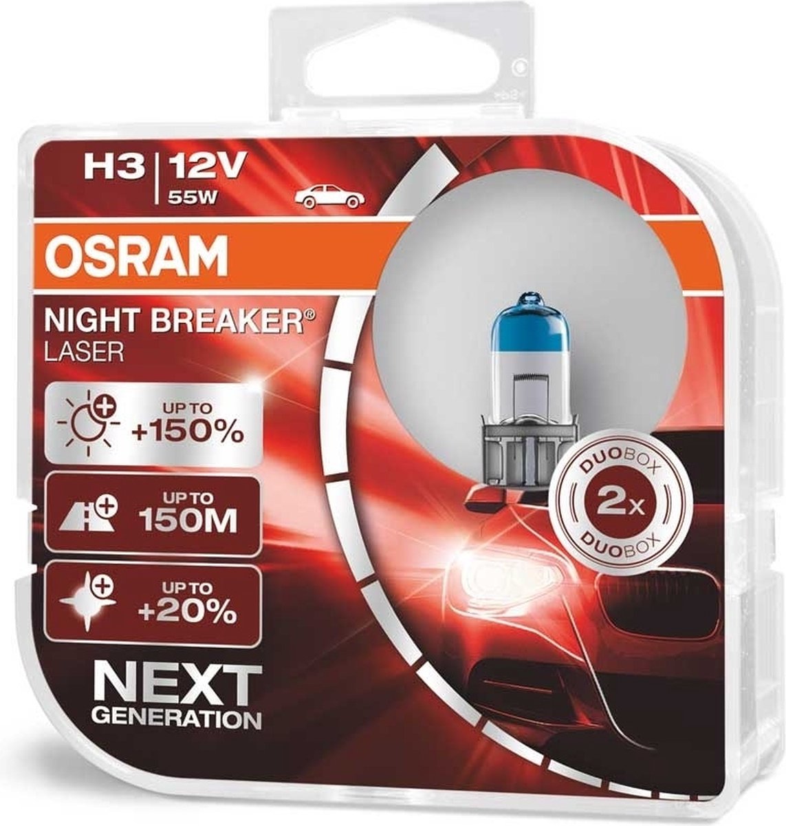Lampes halogènes laser Osram Night Breaker - H3 - 12V / 55W - lot de 2  pièces