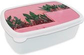 Broodtrommel Wit - Lunchbox - Brooddoos - Planten - Zomer - Verf - 18x12x6 cm - Volwassenen